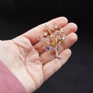 Vintage vermeil plated sterling silver “tree of life” brooch